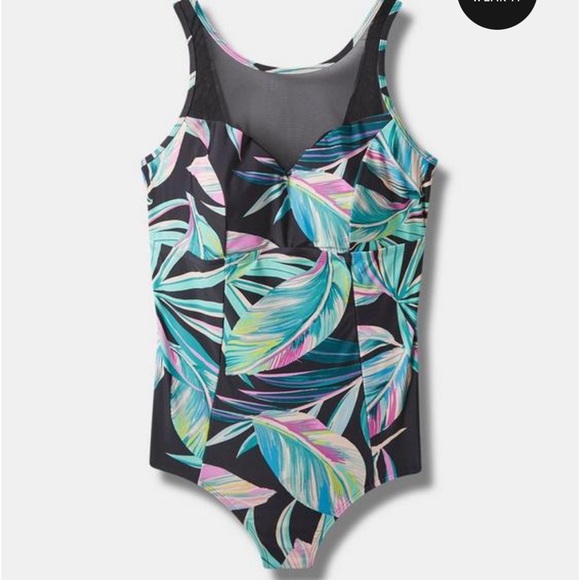 Torrid Wireless Mesh High Neck One Piece Swimsuit 1X - Picture 4 of 6